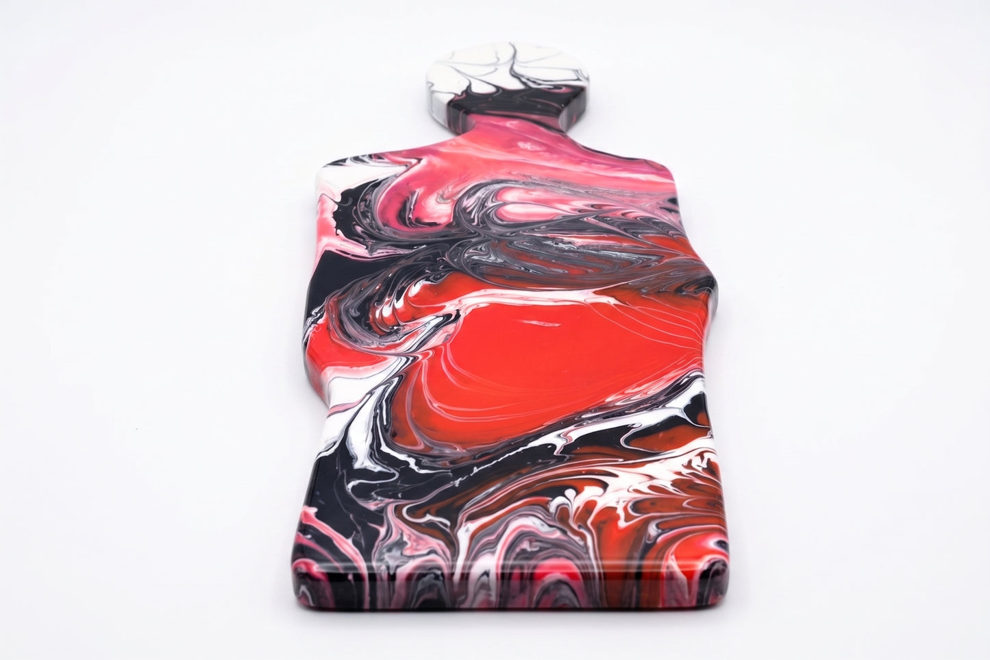 Walnut Epoxy Charcuterie Board – Red & Pink Abstract