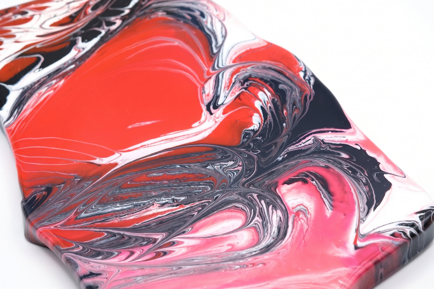 Walnut Epoxy Charcuterie Board – Red & Pink Abstract