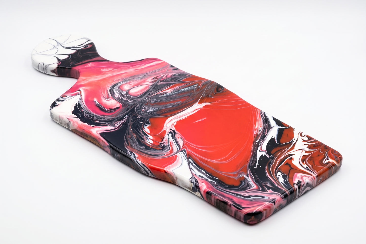 Walnut Epoxy Charcuterie Board – Red & Pink Abstract